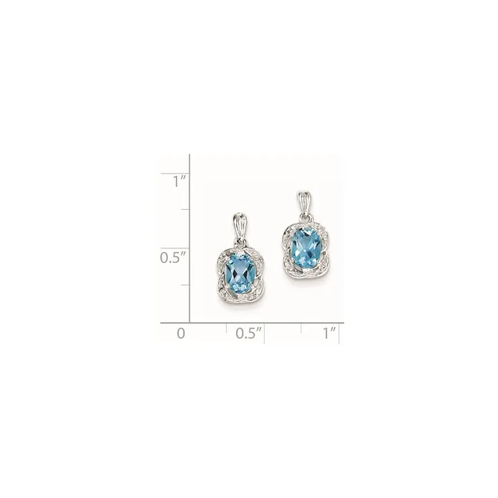 Earrings Goldia Sterling Silver Blue Topaz and Diamond Earrings