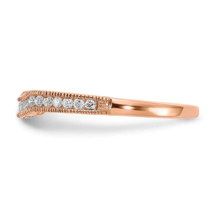 Rings Goldia 025ct CZ Solid Real 14k Rose Gold Contoured Wedding Wedding Band Ring