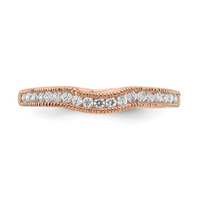 Rings Goldia 025ct CZ Solid Real 14k Rose Gold Contoured Wedding Wedding Band Ring