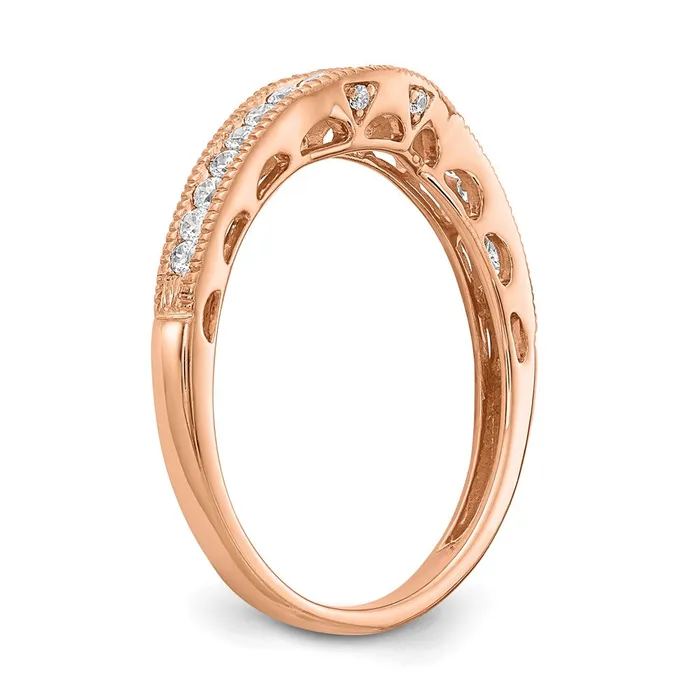 Rings Goldia 025ct CZ Solid Real 14k Rose Gold Contoured Wedding Wedding Band Ring