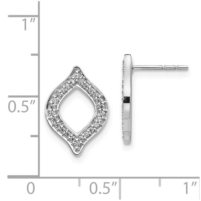Solid 14k White Gold Simulated CZ Fancy Post Earrings Goldia Earrings