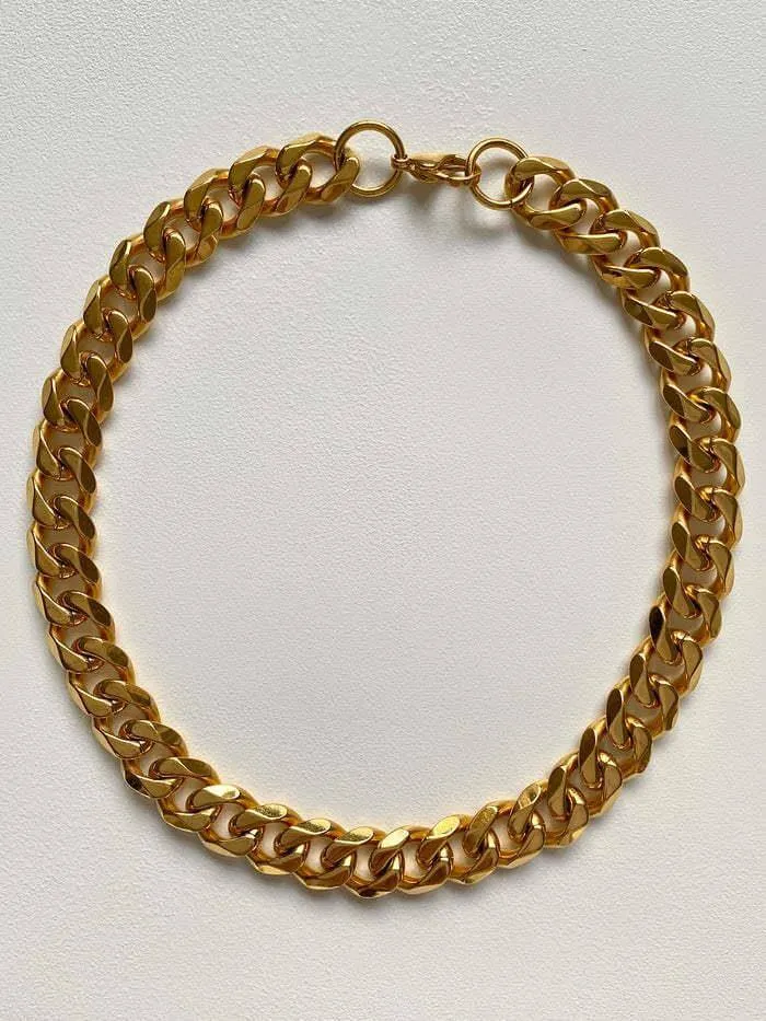 18K Gold Plated 15MM Width Vacuum Titanium Chain Necklace Trendolla Jewelry Necklaces