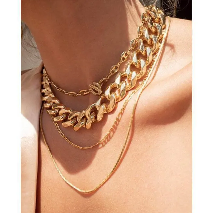 18K Gold Plated 15MM Width Vacuum Titanium Chain Necklace Trendolla Jewelry Necklaces