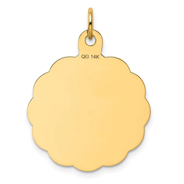 TreasureFineJewelers Charm Necklaces 14k Yellow Gold WEDDING BELLS Engraveable Disc Charm