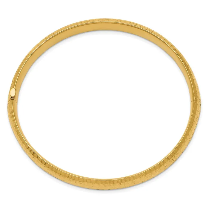 14k 516 Hammered Fancy Hinged Bangle BraceletWBCDB108 WB Choice Jewelry Bracelets