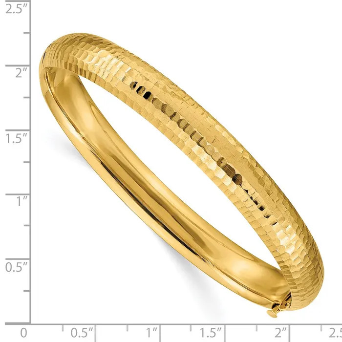 14k 516 Hammered Fancy Hinged Bangle BraceletWBCDB108 WB Choice Jewelry Bracelets