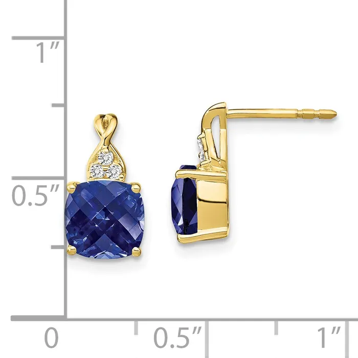 Earrings WB Choice Jewelry 10k Checkerboard Created Sapphire and Diamond EarringsWBCEM4393CSA0061YA Earrings WB Choice Jewelry 10k Checkerboard Created Sapphire and Diamond EarringsWBCEM4393CSA0061YA