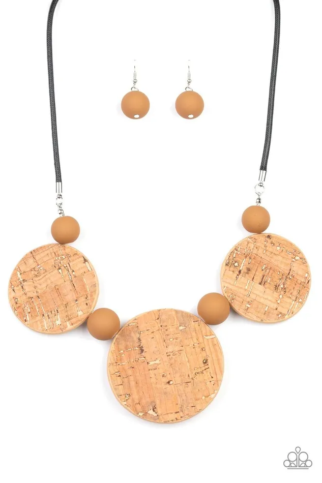 Necklaces Paparazzi Accessories Pop The Cork Brown Necklace Jewelry By Retta