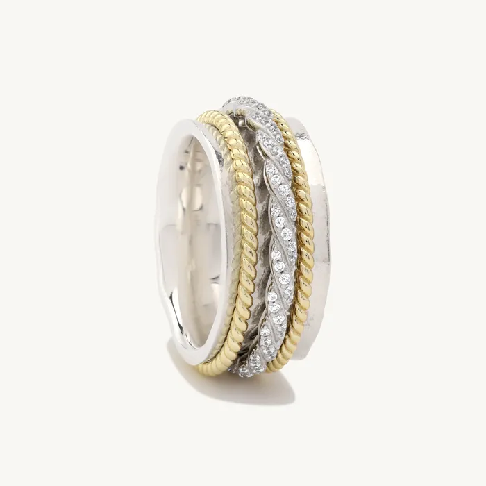 Ideaure Jewelry Rings Aria Roped Band Spinner Ring