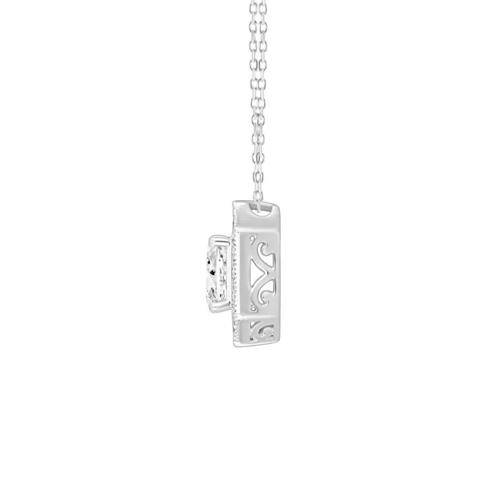 14K WHITE GOLD 100CT ROUNDEMERALD DIAMOND LADIES PENDANT CENTER STONE EMERALD DIAMOND 34CT Ethos Necklaces