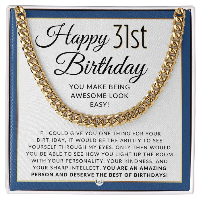 31st Birthday Gift For Him Chain Necklace For 31 Year Old Mans Birthday Great Birthday Gift For Men Jewelry For Guys ShineOn Fulfillment Necklaces