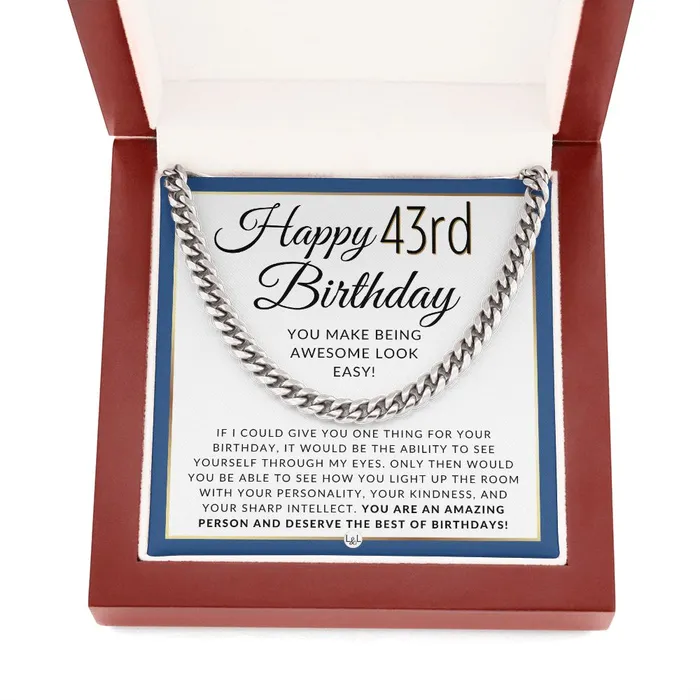 43rd Birthday Gift For Him Chain Necklace For 43 Year Old Mans Birthday Great Birthday Gift For Men Jewelry For Guys ShineOn Fulfillment Necklaces