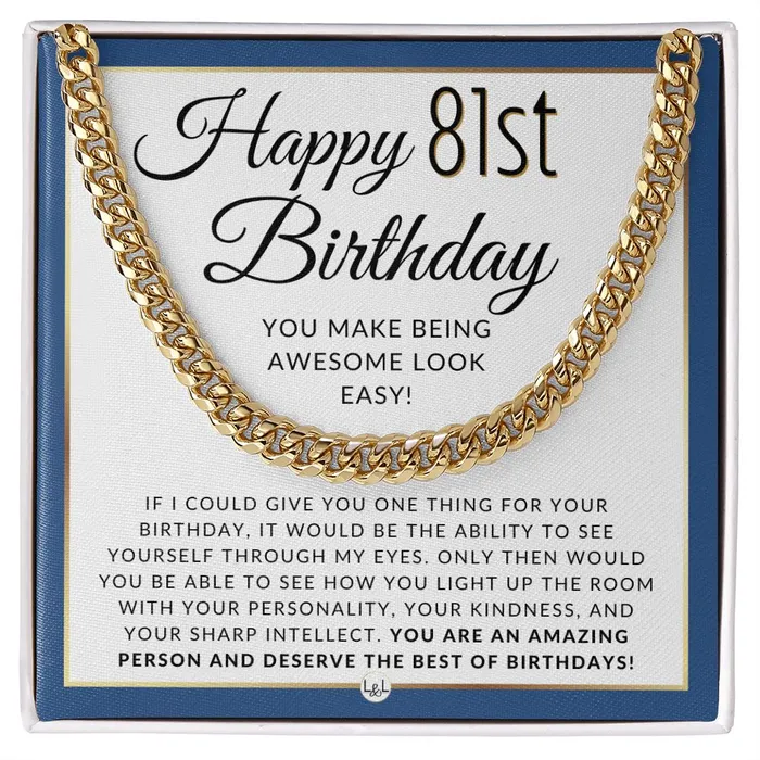 81st Birthday Gift For Him Chain Necklace For 81 Year Old Mans Birthday Great Birthday Gift For Men Jewelry For Guys ShineOn Fulfillment Necklaces
