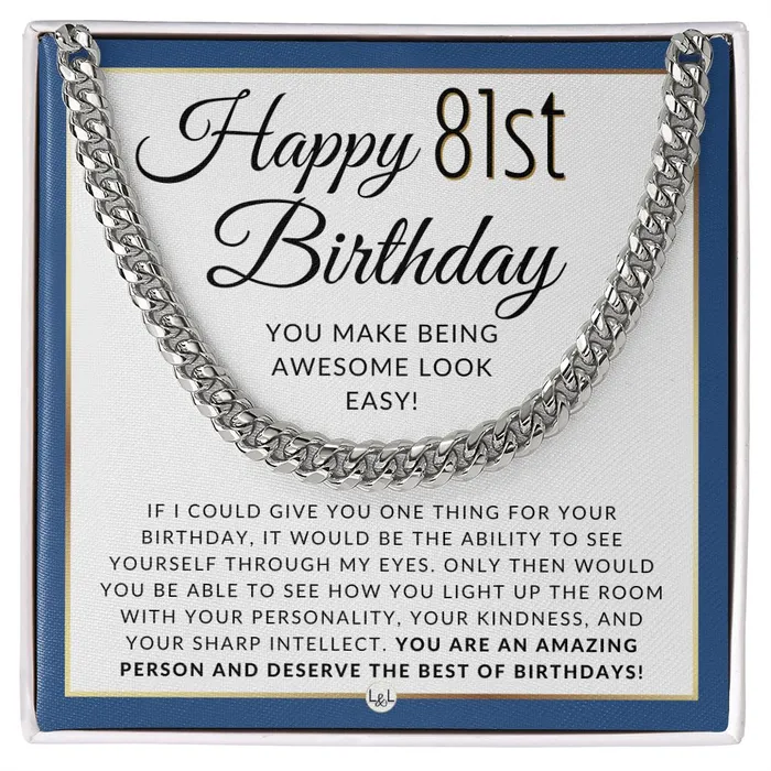 81st Birthday Gift For Him Chain Necklace For 81 Year Old Mans Birthday Great Birthday Gift For Men Jewelry For Guys ShineOn Fulfillment Necklaces