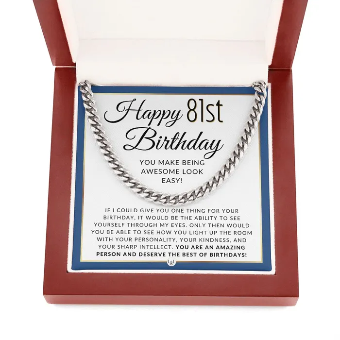 81st Birthday Gift For Him Chain Necklace For 81 Year Old Mans Birthday Great Birthday Gift For Men Jewelry For Guys ShineOn Fulfillment Necklaces