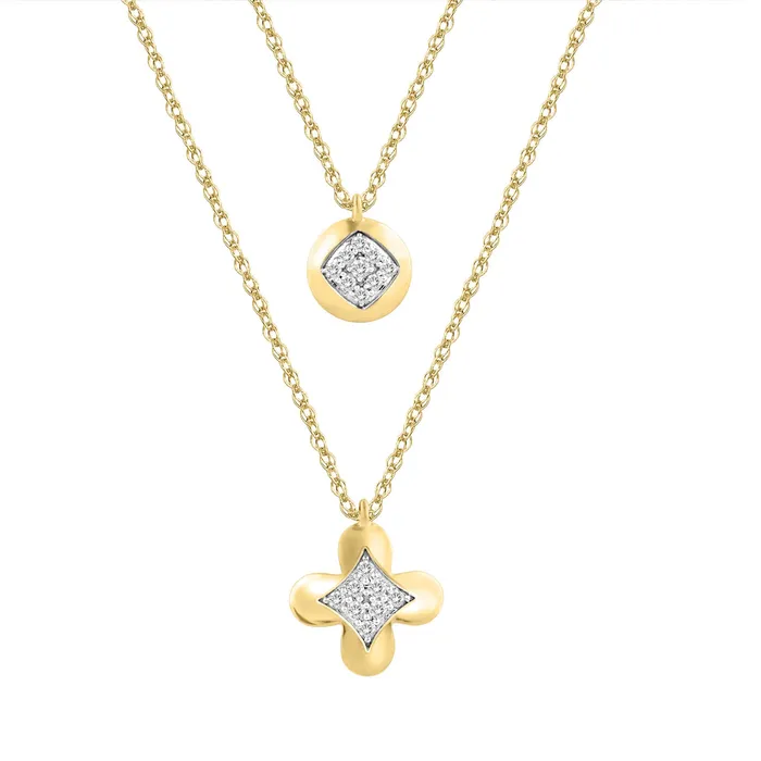 AV LADIES NECKLACE 015CT ROUND DIAMOND 10K YELLOW GOLD Necklaces