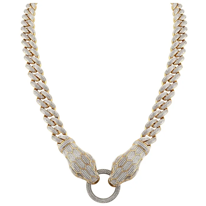 AV Necklaces MENS NECKLACE 365CT ROUND DIAMOND 10K YELLOW GOLD