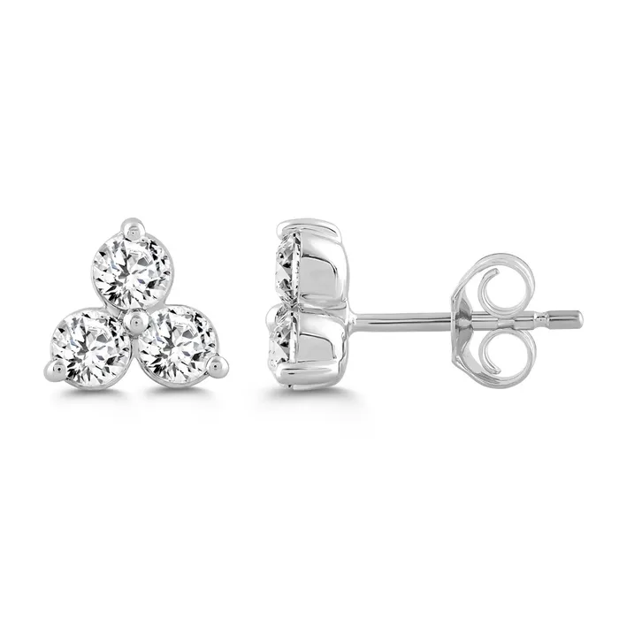 Ethos Earrings LADIES EARRINGS 1CT ROUND DIAMOND 14K WHITE GOLD