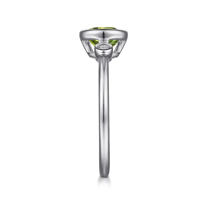 GABRIEL CO Gabriel Sterling Silver 089ctw Three Stone Style Peridot and Diamond Ring Rings GABRIEL CO Gabriel Sterling Silver 089ctw Three Stone Style Peridot and Diamond Ring Rings
