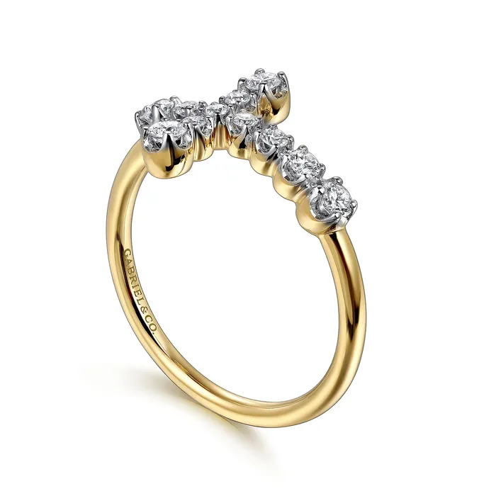 GABRIEL CO Rings Gabriel 14K Yellow Gold 031ctw Cross Diamond Fashion Ring GABRIEL CO Rings Gabriel 14K Yellow Gold 031ctw Cross Diamond Fashion Ring