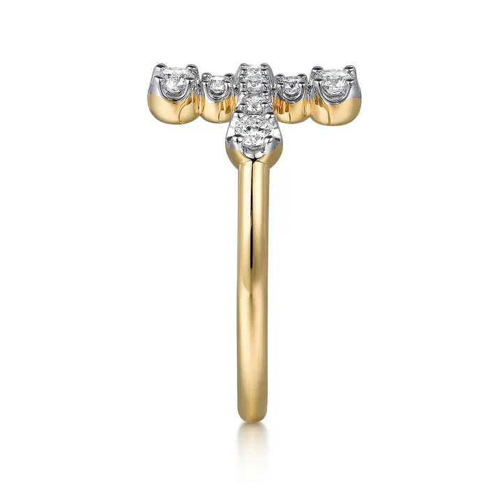 GABRIEL CO Rings Gabriel 14K Yellow Gold 031ctw Cross Diamond Fashion Ring GABRIEL CO Rings Gabriel 14K Yellow Gold 031ctw Cross Diamond Fashion Ring