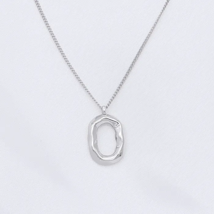 Glitters Necklaces Sterling Silver Irregular Oval Necklace Silver