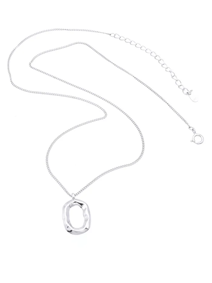 Glitters Necklaces Sterling Silver Irregular Oval Necklace Silver