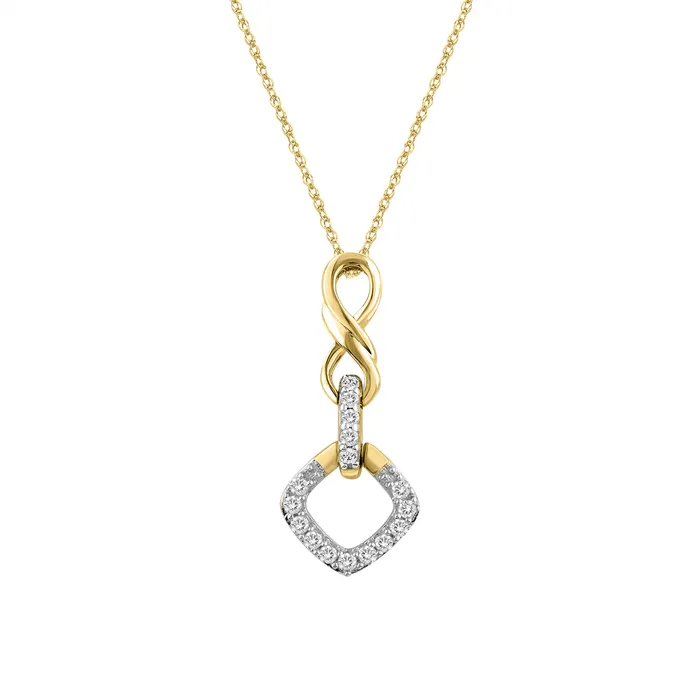 Necklaces AV LADIES PENDANT WITH CHAIN 010CT ROUND DIAMOND 10K YELLOW GOLD