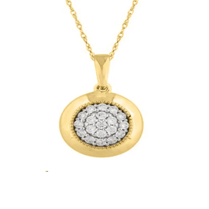 Necklaces AV LADIES PENDANT WITH CHAIN 025CT ROUND DIAMOND 10K YELLOW GOLD
