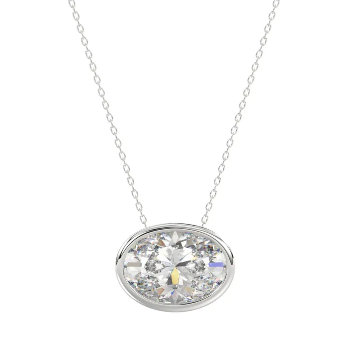 Necklaces Ethos LADIES SOLITAIRE PENDANT 2CT OVAL DIAMOND 14K WHITE GOLD