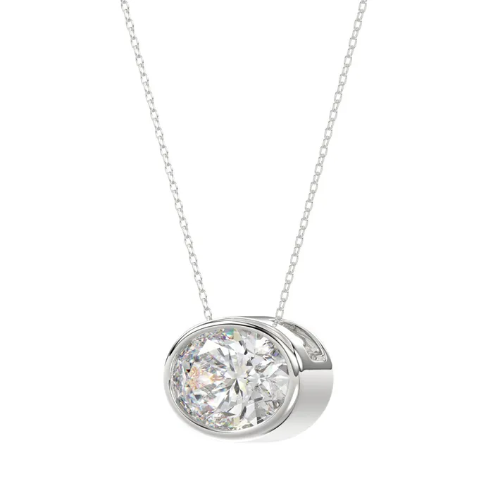 Necklaces Ethos LADIES SOLITAIRE PENDANT 2CT OVAL DIAMOND 14K WHITE GOLD