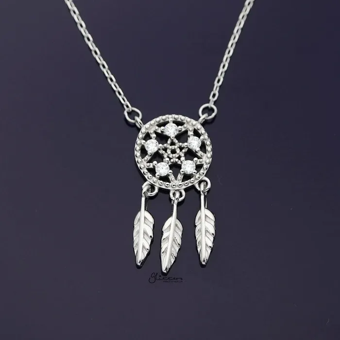 Necklaces Glitters Sterling Silver Dream Catcher Necklace Silver