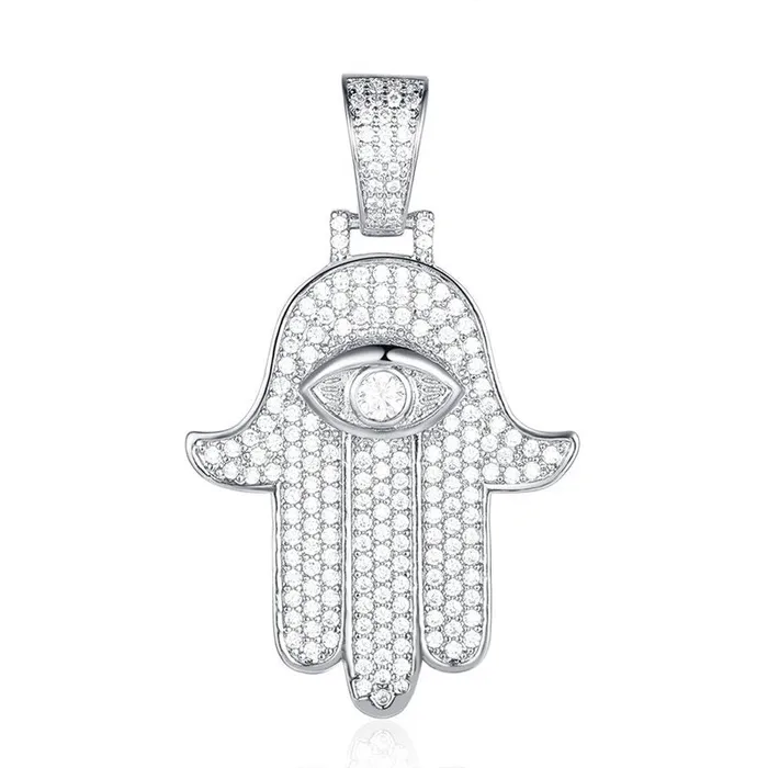 Necklaces Hamsa Hand Pendant Silver Glitters