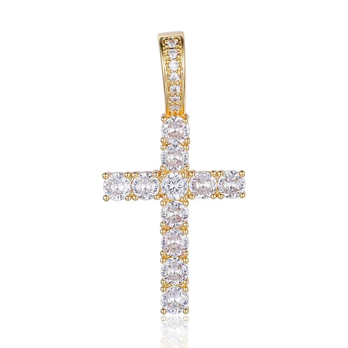 Necklaces Iced Out Cross Pendant Gold Glitters