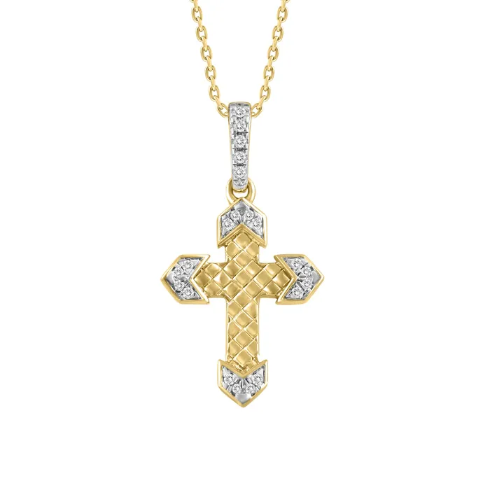 Necklaces LADIES PENDANT WITH CHAIN 005CT ROUND DIAMOND 10K YELLOW GOLD AV
