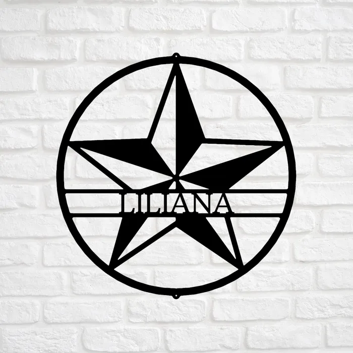 Necklaces My Easy Monogram Star Sign Custom Laser Cut Large Metal Wall Art Star Wall Decor Texas Star Ranch Sign Patriotic Sign 4th of July Wreath