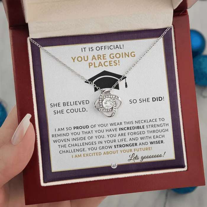 Necklaces ShineOn Fulfillment 2024 Grad Party Gift For Her Meaningful Milestone Necklace 2024 Graduation Gift For Her She Believed She Could So She Did