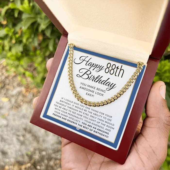 Necklaces ShineOn Fulfillment 88th Birthday Gift For Him Chain Necklace For 88 Year Old Mans Birthday Great Birthday Gift For Men Jewelry For Guys