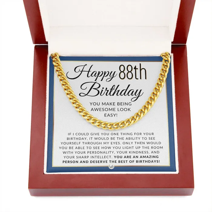 Necklaces ShineOn Fulfillment 88th Birthday Gift For Him Chain Necklace For 88 Year Old Mans Birthday Great Birthday Gift For Men Jewelry For Guys