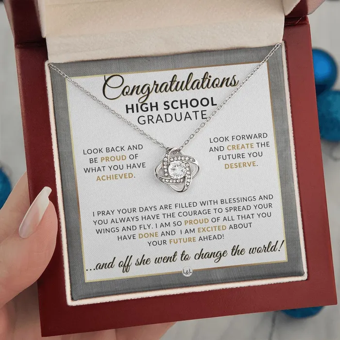 Necklaces ShineOn Fulfillment High School Graduation Gift Idea For Her Marking Milestones Graduation Necklace for High School Graduates 2024 HS Graduation Gift Idea For Her
