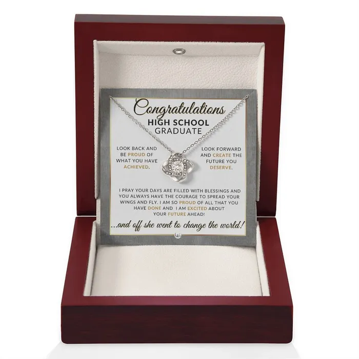 Necklaces ShineOn Fulfillment High School Graduation Gift Idea For Her Marking Milestones Graduation Necklace for High School Graduates 2024 HS Graduation Gift Idea For Her