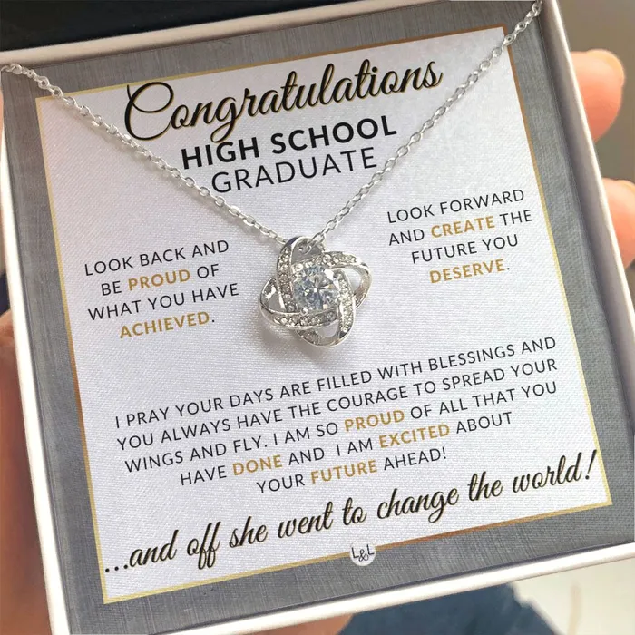 Necklaces ShineOn Fulfillment High School Graduation Gift Idea For Her Marking Milestones Graduation Necklace for High School Graduates 2024 HS Graduation Gift Idea For Her