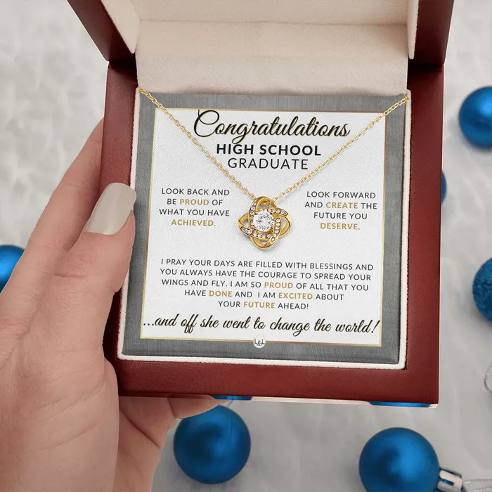 Necklaces ShineOn Fulfillment High School Graduation Gift Idea For Her Marking Milestones Graduation Necklace for High School Graduates 2024 HS Graduation Gift Idea For Her