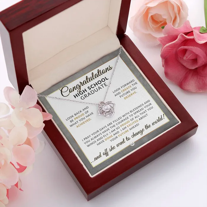 Necklaces ShineOn Fulfillment High School Graduation Gift Idea For Her Marking Milestones Graduation Necklace for High School Graduates 2024 HS Graduation Gift Idea For Her