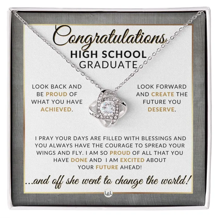 Necklaces ShineOn Fulfillment High School Graduation Gift Idea For Her Marking Milestones Graduation Necklace for High School Graduates 2024 HS Graduation Gift Idea For Her