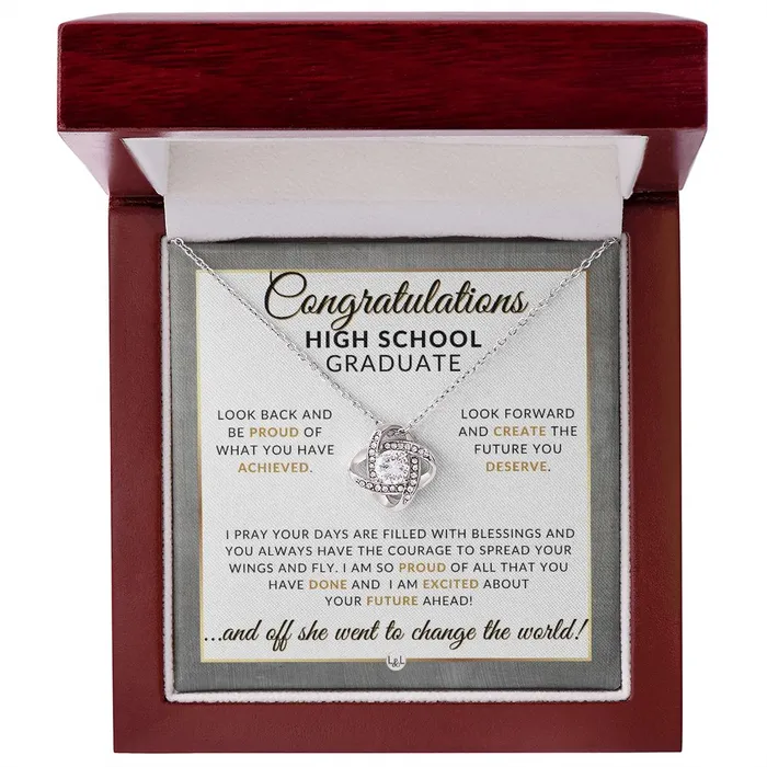 Necklaces ShineOn Fulfillment High School Graduation Gift Idea For Her Marking Milestones Graduation Necklace for High School Graduates 2024 HS Graduation Gift Idea For Her