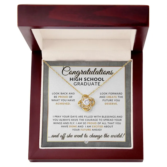 Necklaces ShineOn Fulfillment High School Graduation Gift Idea For Her Marking Milestones Graduation Necklace for High School Graduates 2024 HS Graduation Gift Idea For Her
