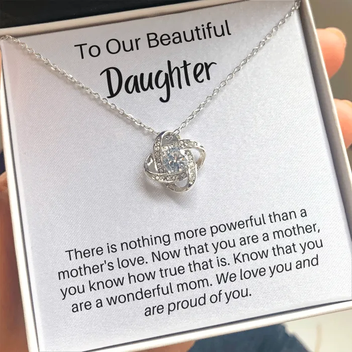 Necklaces ShineOn Fulfillment To Our Beautiful Daughter Gift for Adult DaughterMom Love Knot Pendant Necklace The Perfect Gift for your Daughter