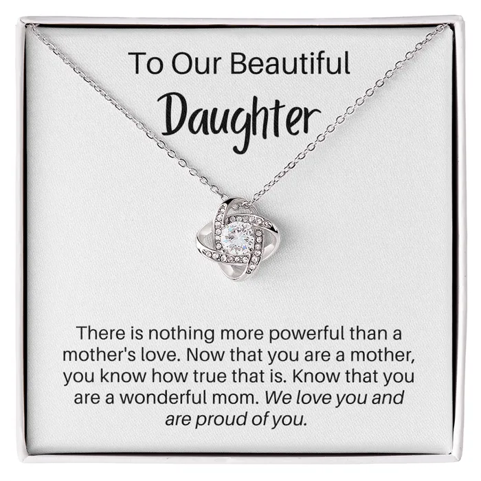 Necklaces ShineOn Fulfillment To Our Beautiful Daughter Gift for Adult DaughterMom Love Knot Pendant Necklace The Perfect Gift for your Daughter