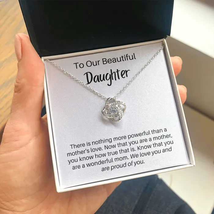 Necklaces ShineOn Fulfillment To Our Beautiful Daughter Gift for Adult DaughterMom Love Knot Pendant Necklace The Perfect Gift for your Daughter